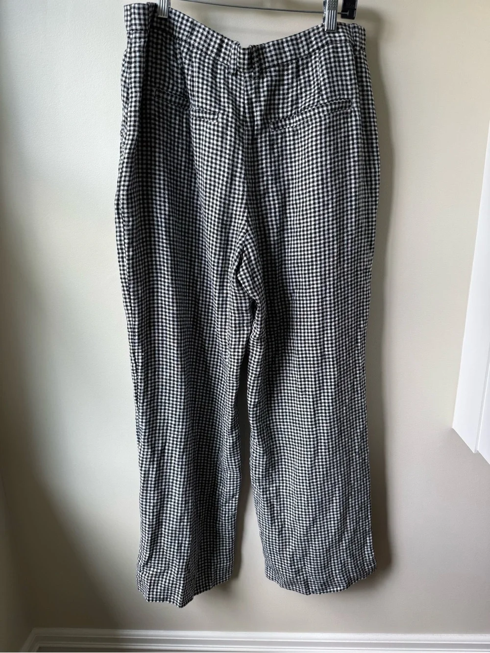 NWT ABERCROMBIE & FITCH Sloane Tailored Gingham Linen Blend Wide Leg Pants 32